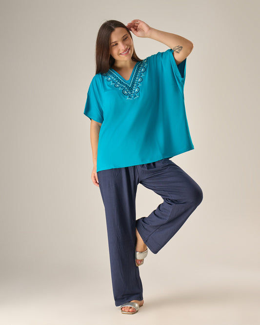 Elegant embroidery pyjama