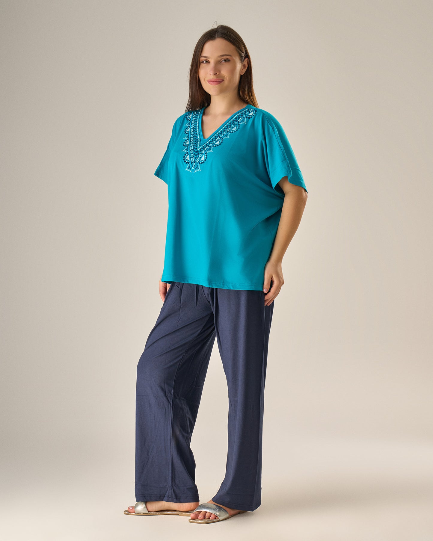 Elegant embroidery pyjama