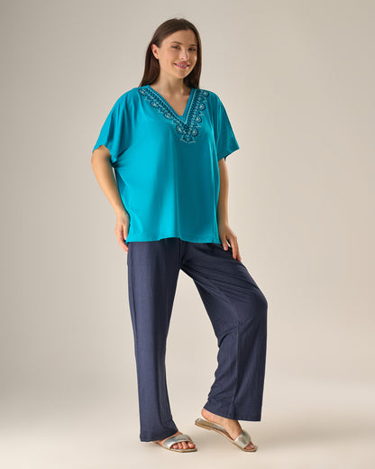 Elegant embroidery pyjama