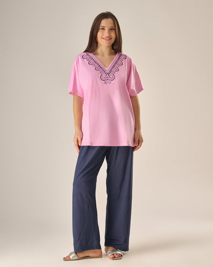 Elegant embroidery pyjama