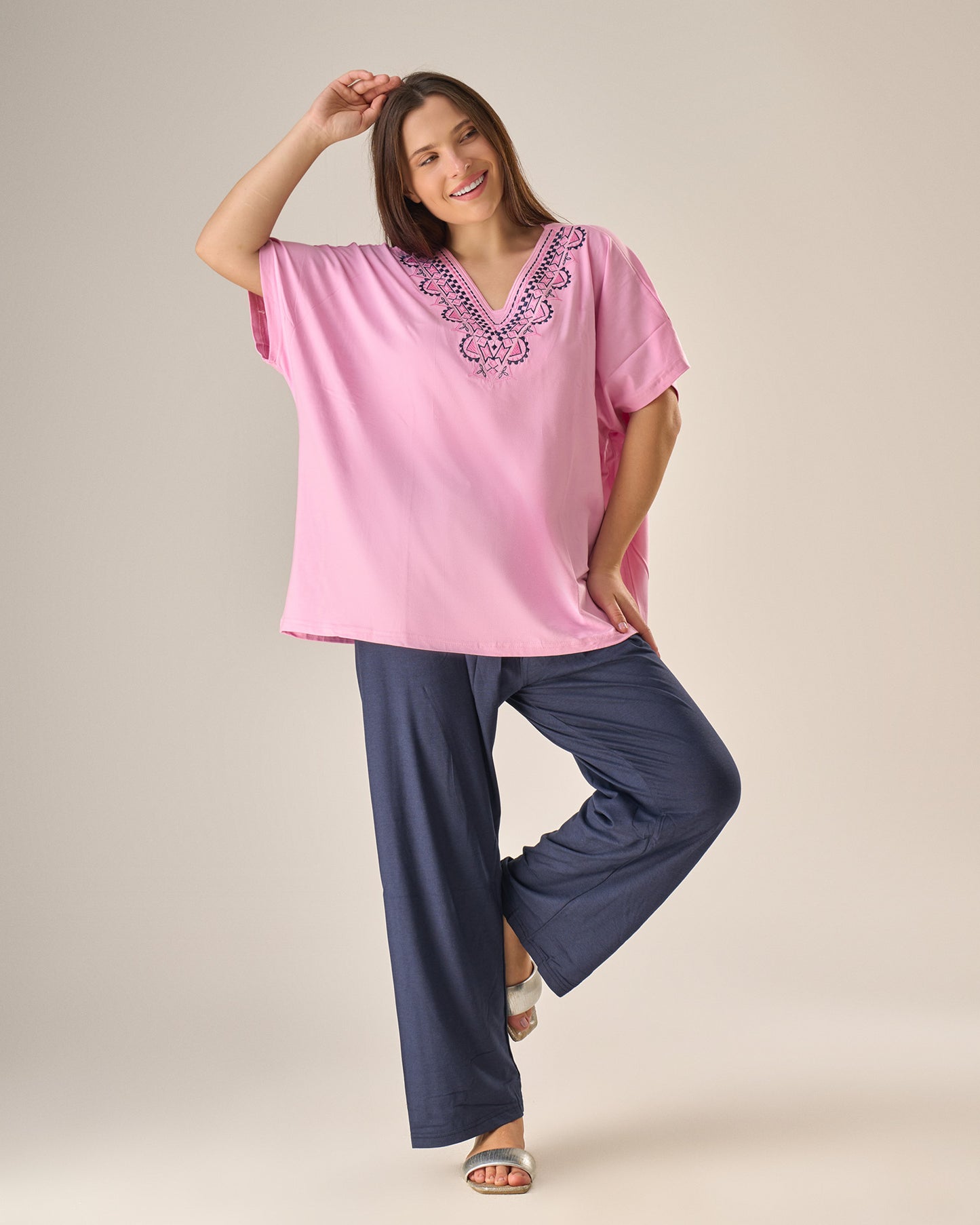 Elegant embroidery pyjama