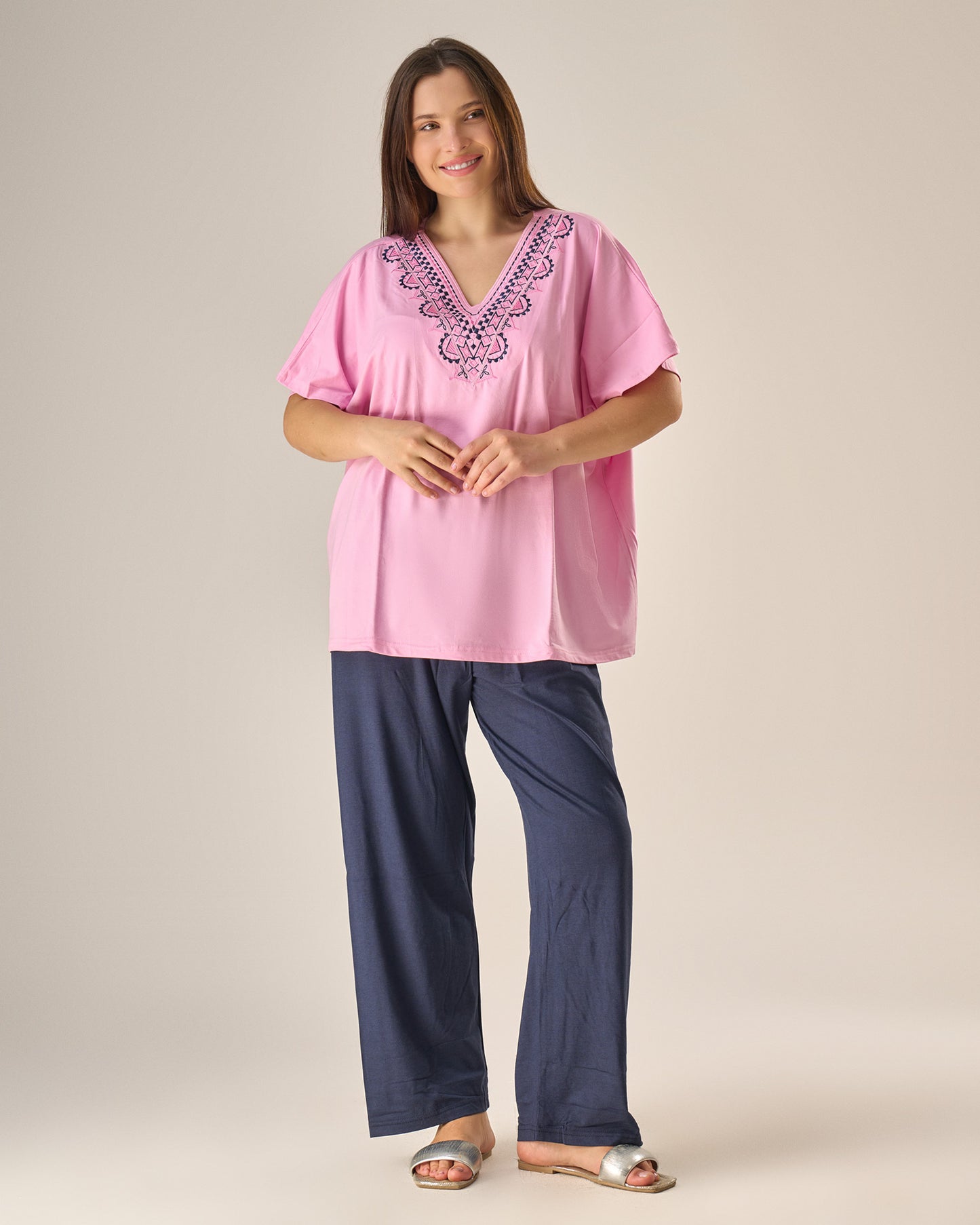 Elegant embroidery pyjama