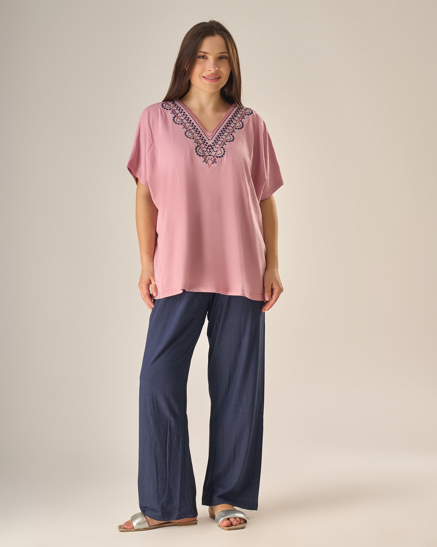 Elegant embroidery pyjama