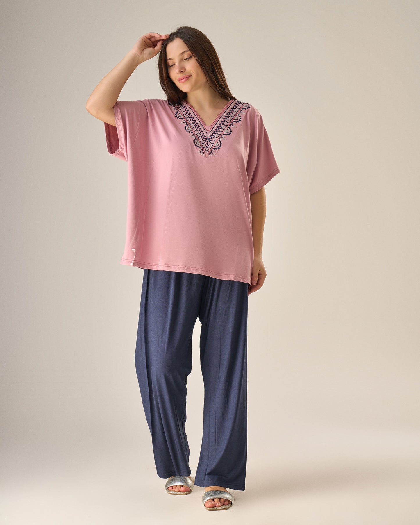 Elegant embroidery pyjama