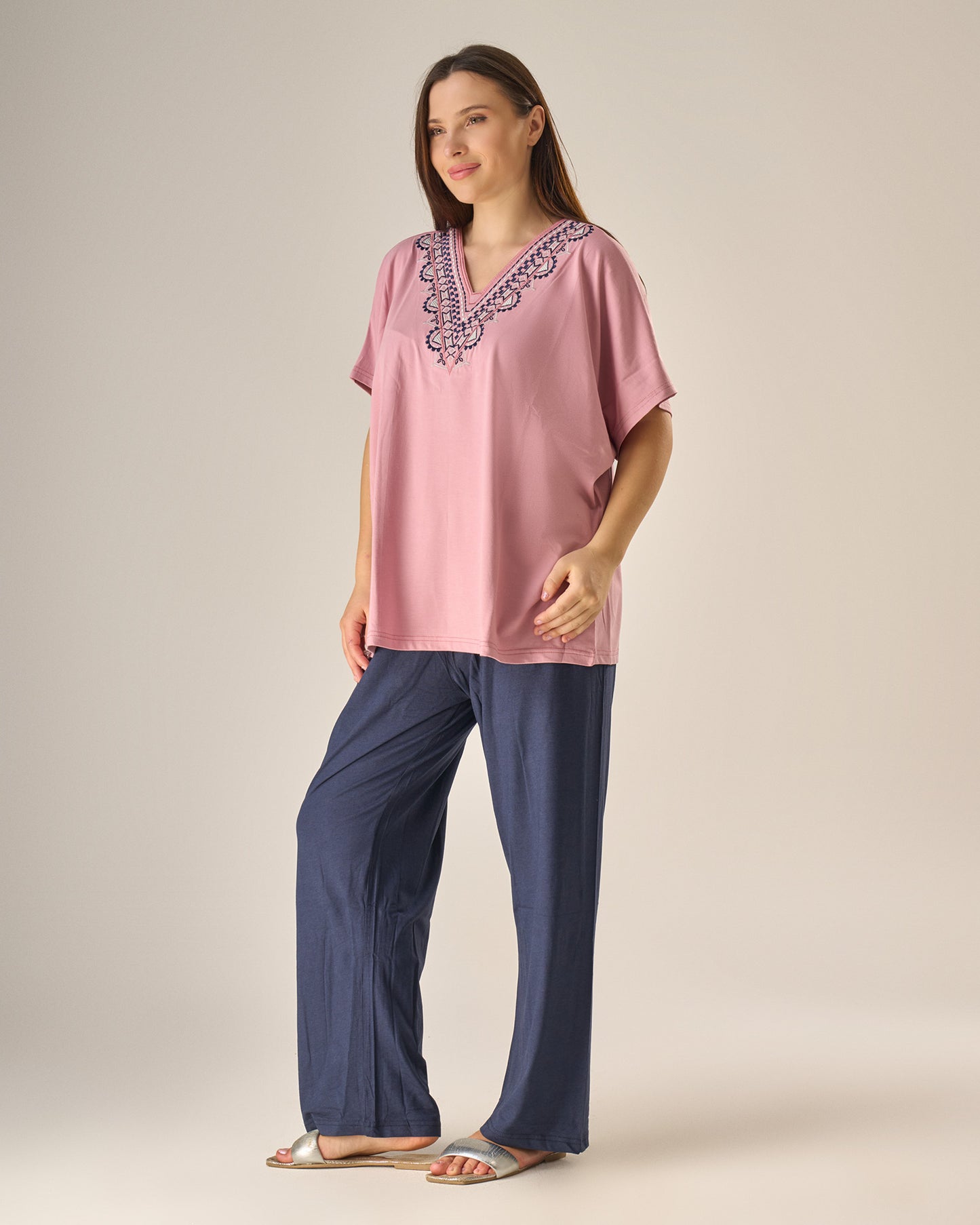 Elegant embroidery pyjama