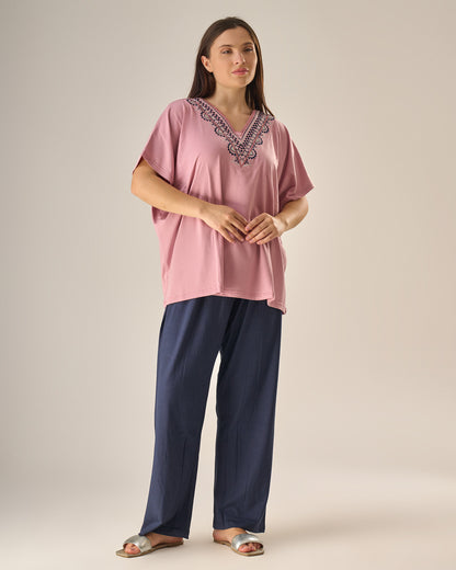 Elegant embroidery pyjama