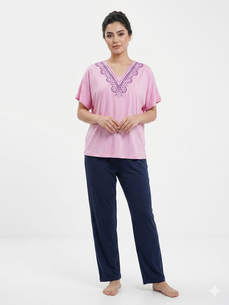 Elegant embroidery pyjama