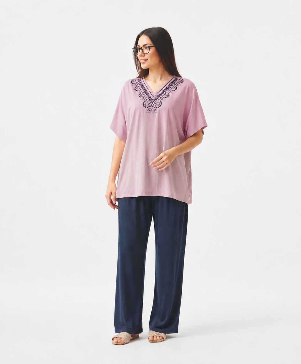 Elegant embroidery pyjama